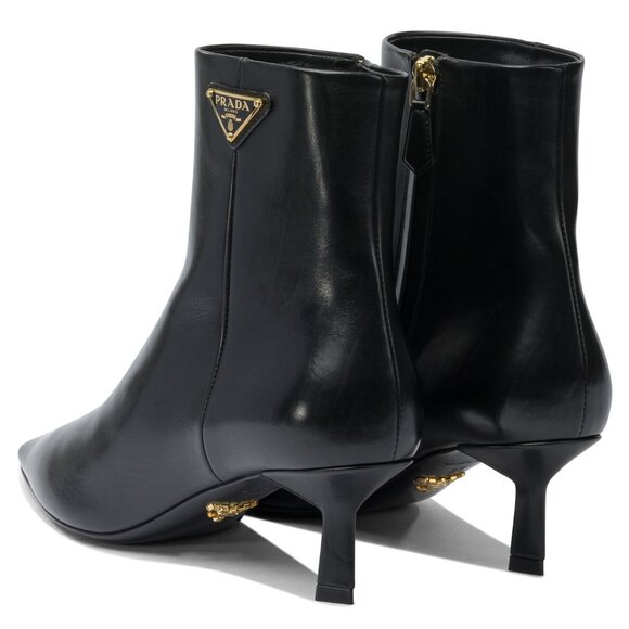 Prada Logo Leather Ankle Boots 30 Mm IT 40 Women - Picture 4 of 5